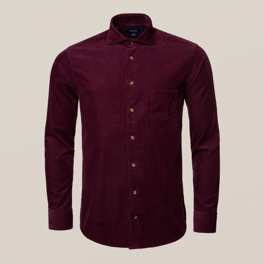 Eton Contemporary Fit Casual Shirt Dark Red-MALFORD OF LONDON SAVILE ROW MENSWEAR OUTLET