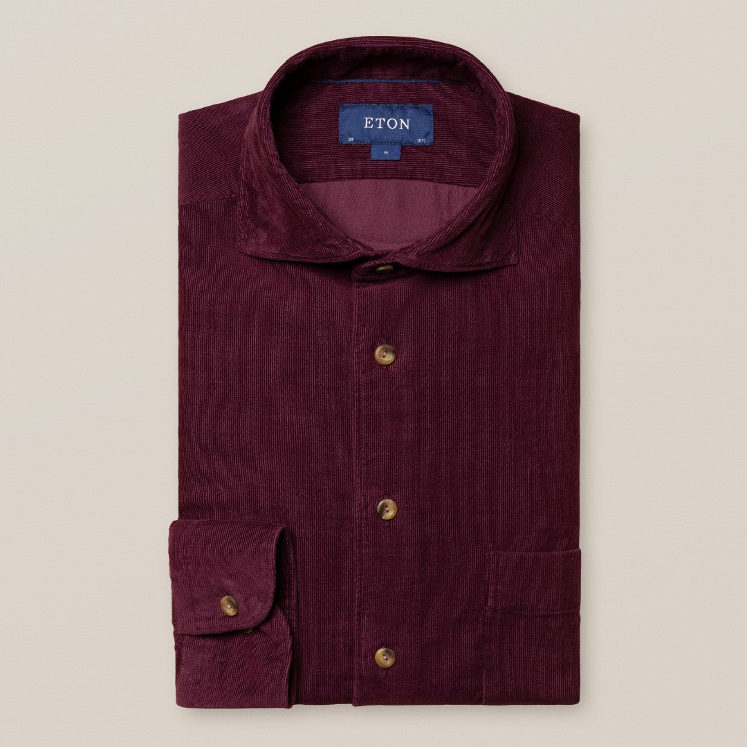 Eton Contemporary Fit Casual Shirt Dark Red-MALFORD OF LONDON SAVILE ROW MENSWEAR OUTLET