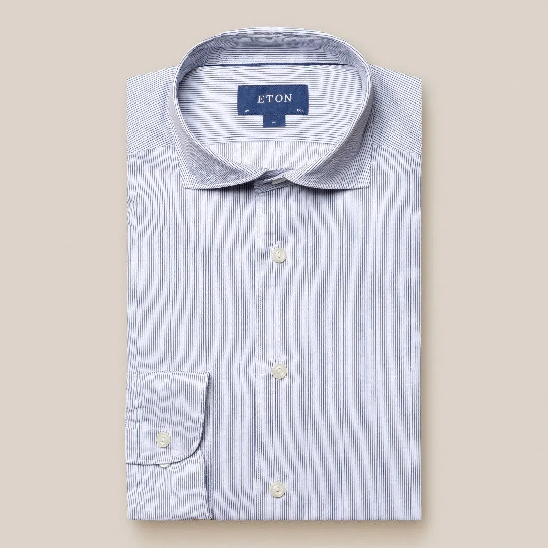 Eton Contemporary Fit Casual Striped Shirt Blue/White-MALFORD OF LONDON SAVILE ROW MENSWEAR OUTLET