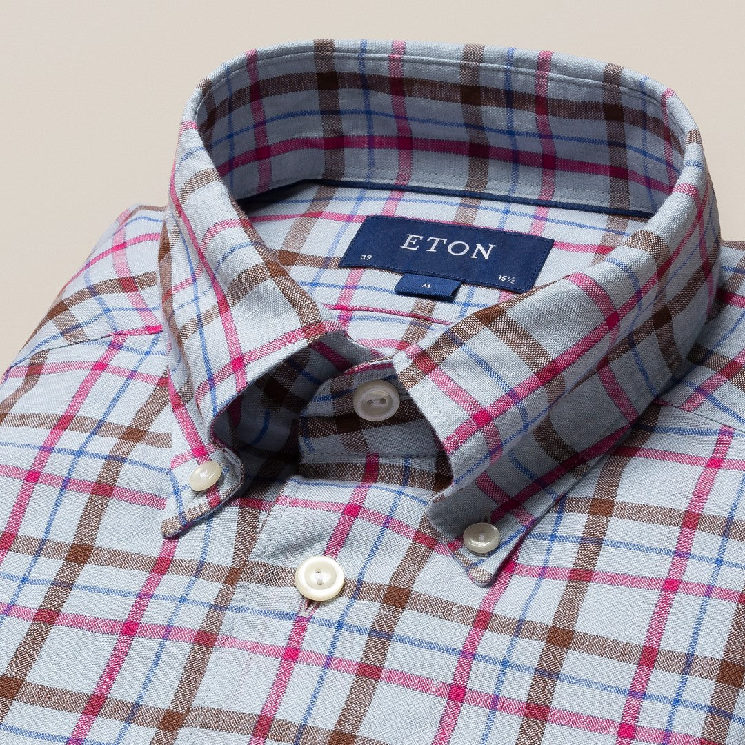 Eton Contemporary Fit Check Shirt Light Green/Multi-MALFORD OF LONDON SAVILE ROW MENSWEAR OUTLET