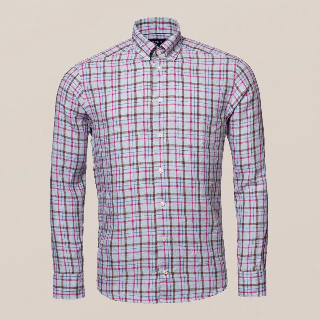 Eton Contemporary Fit Check Shirt Light Green/Multi-MALFORD OF LONDON SAVILE ROW MENSWEAR OUTLET