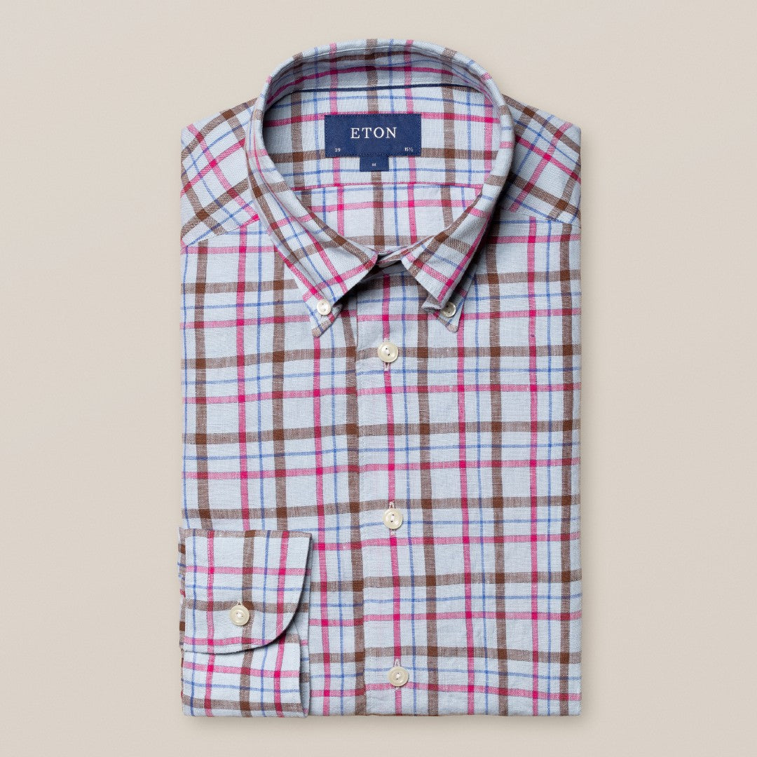 Eton Contemporary Fit Check Shirt Light Green/Multi-MALFORD OF LONDON SAVILE ROW MENSWEAR OUTLET