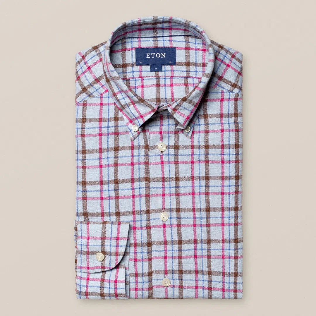 Eton Contemporary Fit Check Shirt Light Green/Multi-MALFORD OF LONDON SAVILE ROW MENSWEAR OUTLET