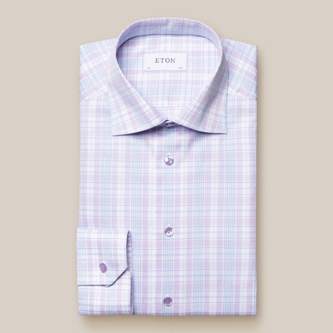 Eton Contemporary Fit Check Shirt Light Purple/Blue-MALFORD OF LONDON SAVILE ROW MENSWEAR OUTLET