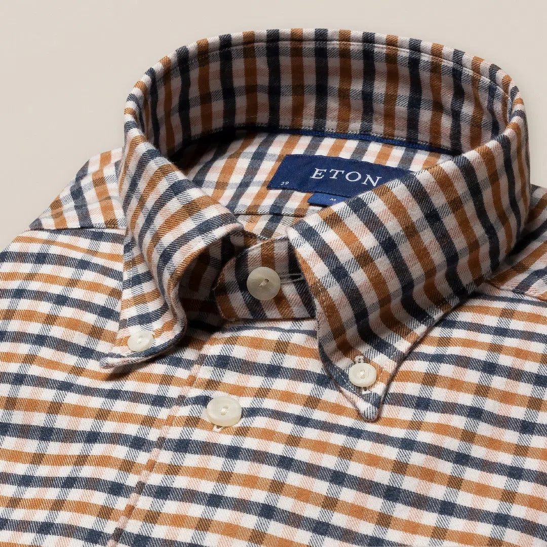 Eton Contemporary Fit Check Shirt Orange-MALFORD OF LONDON SAVILE ROW MENSWEAR OUTLET