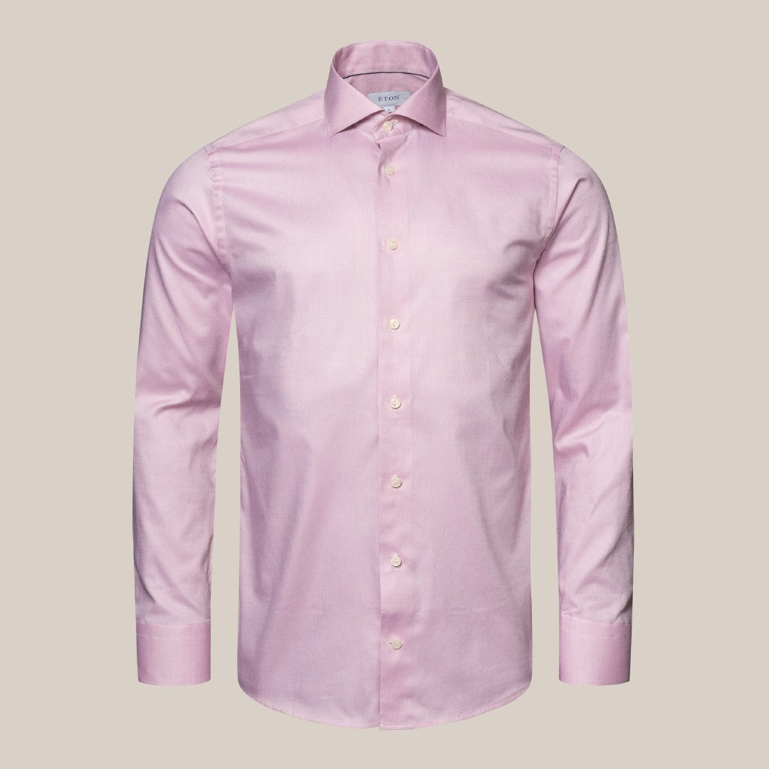 Eton Contemporary Fit Contrast Placket Trim Shirt Pink-MALFORD OF LONDON SAVILE ROW MENSWEAR OUTLET