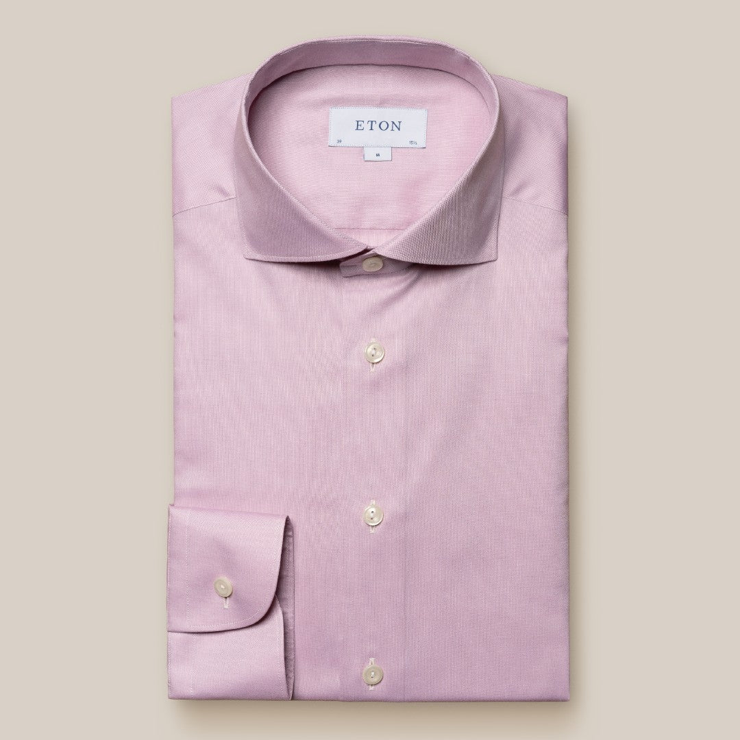 Eton Contemporary Fit Contrast Placket Trim Shirt Pink-MALFORD OF LONDON SAVILE ROW MENSWEAR OUTLET