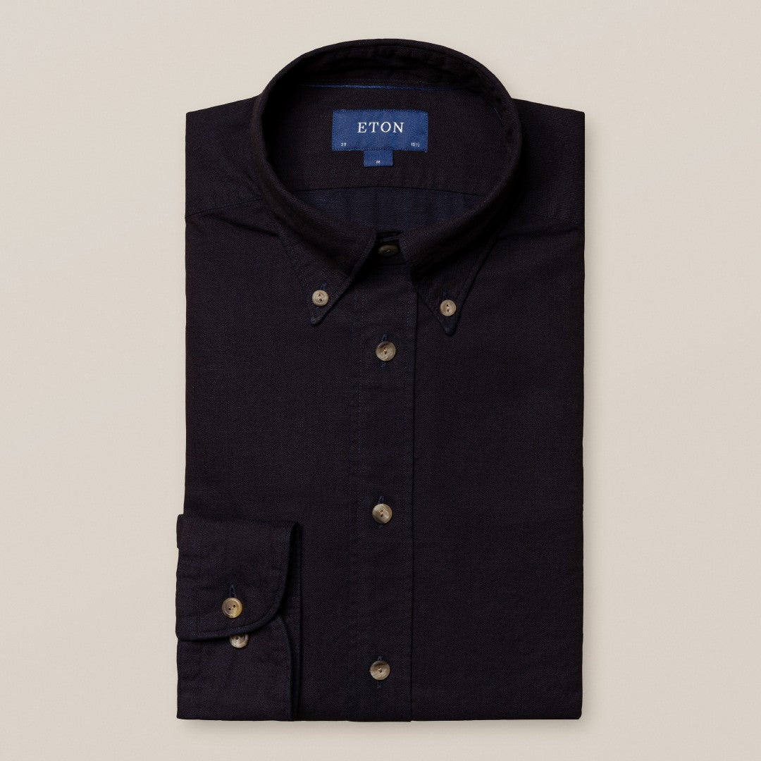 Eton Contemporary Fit Denim Look Shirt Navy Blue-MALFORD OF LONDON SAVILE ROW MENSWEAR OUTLET