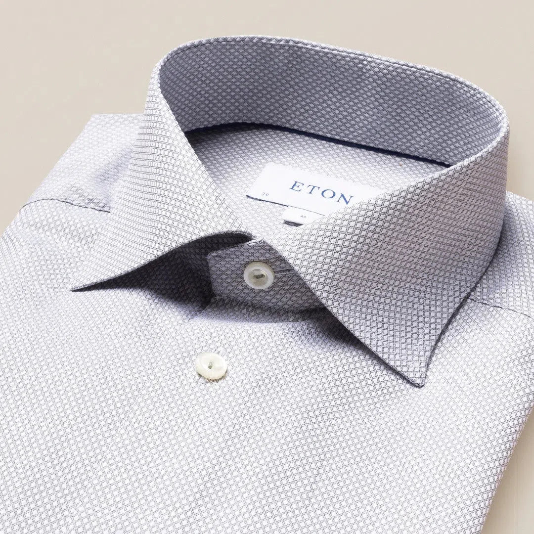 Eton Contemporary Fit Diamond Weave Shirt Mid Green-MALFORD OF LONDON SAVILE ROW MENSWEAR OUTLET