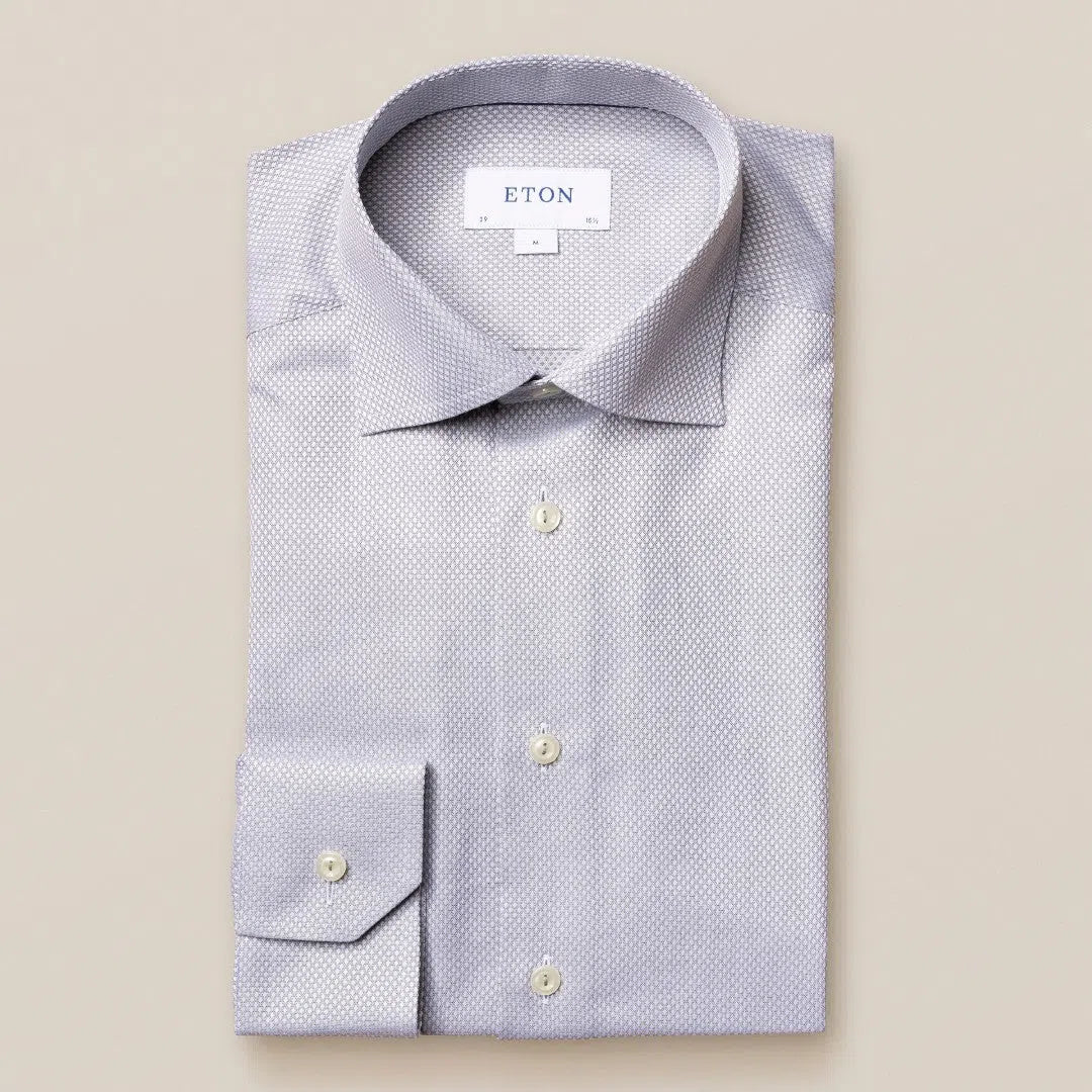 Eton Contemporary Fit Diamond Weave Shirt Mid Green-MALFORD OF LONDON SAVILE ROW MENSWEAR OUTLET