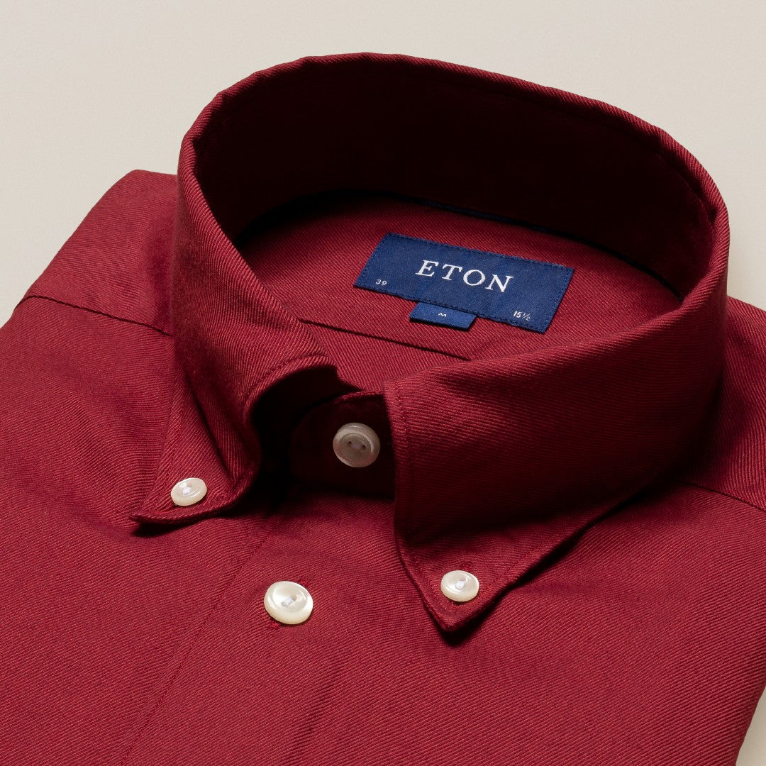 Eton Contemporary Fit Fine Stripe Weave Shirt Dark Red-MALFORD OF LONDON SAVILE ROW MENSWEAR OUTLET