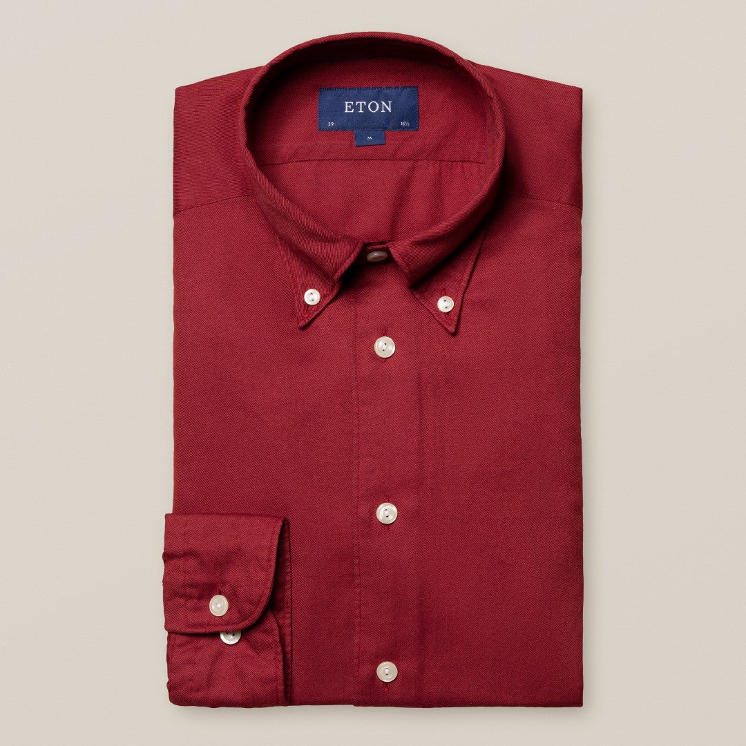 Eton Contemporary Fit Fine Stripe Weave Shirt Dark Red-MALFORD OF LONDON SAVILE ROW MENSWEAR OUTLET