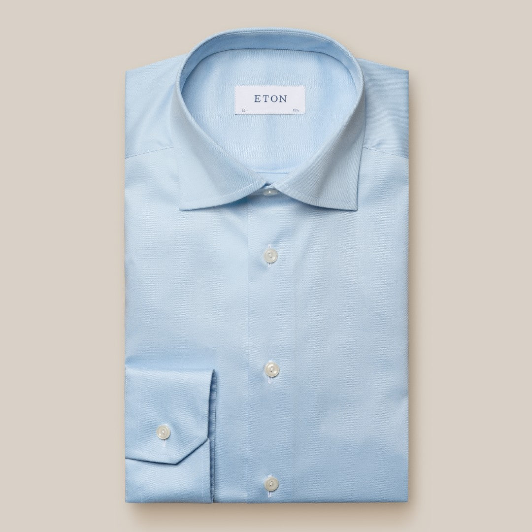 Eton Contemporary Fit Fine Twill Shirt Light Blue-MALFORD OF LONDON SAVILE ROW MENSWEAR OUTLET