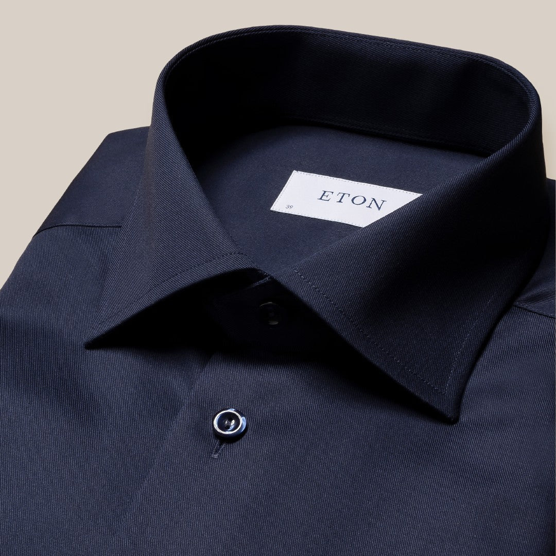 Eton Contemporary Fit Fine Twill Shirt Navy Blue-MALFORD OF LONDON SAVILE ROW MENSWEAR OUTLET