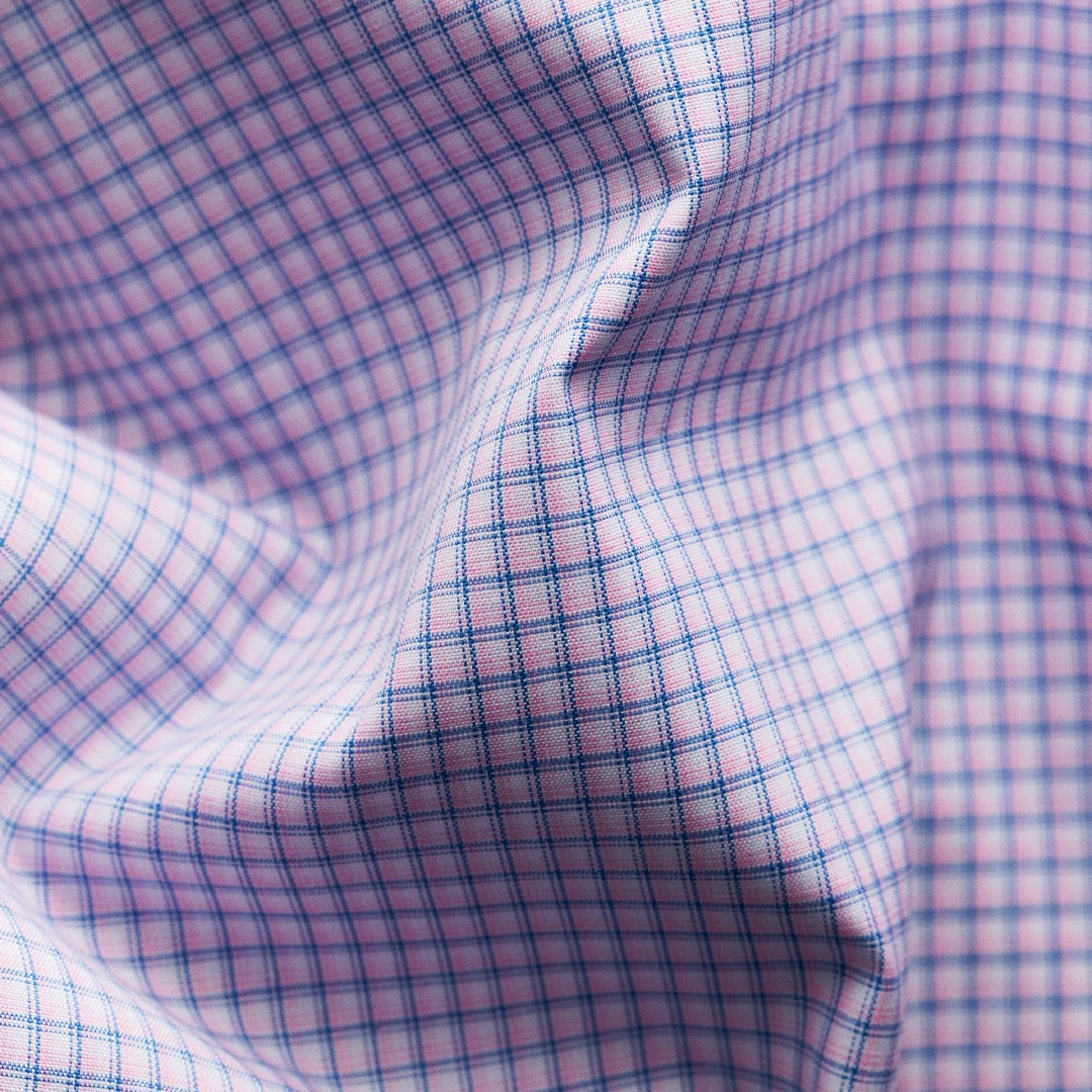 Eton Contemporary Fit Graph Check Shirt Blue/Pink-MALFORD OF LONDON SAVILE ROW MENSWEAR OUTLET