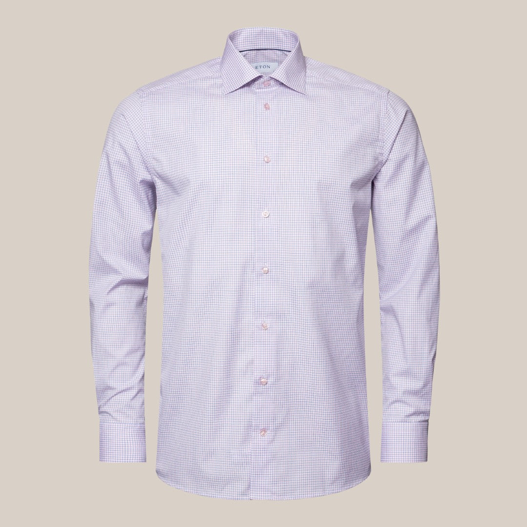 Eton Contemporary Fit Graph Check Shirt Blue/Pink-MALFORD OF LONDON SAVILE ROW MENSWEAR OUTLET