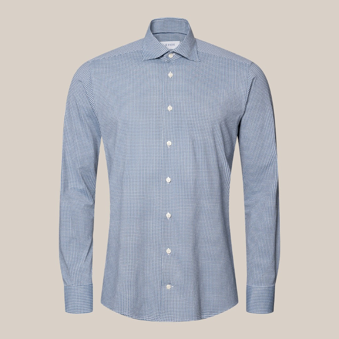 Eton Contemporary Fit Graphic Circle Print Shirt Mid Blue-MALFORD OF LONDON SAVILE ROW MENSWEAR OUTLET