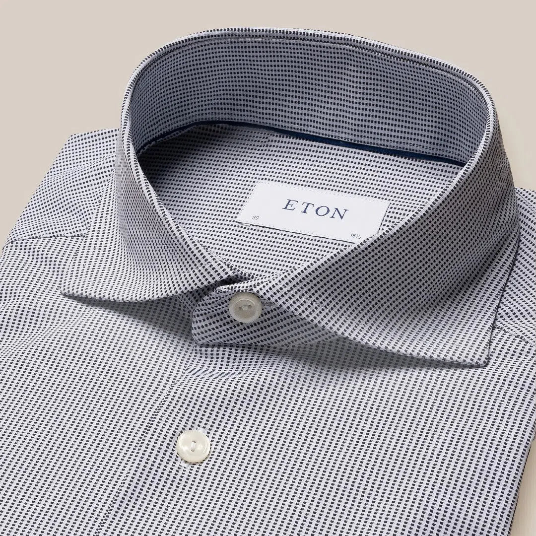 Eton Contemporary Fit Graphic Stripe Shirt Navy Blue-MALFORD OF LONDON SAVILE ROW MENSWEAR OUTLET