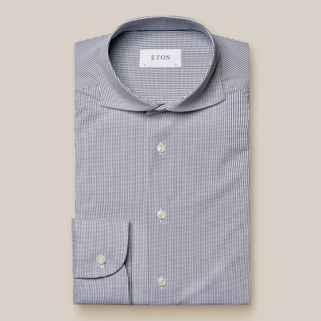 Eton Contemporary Fit Graphic Stripe Shirt Navy Blue-MALFORD OF LONDON SAVILE ROW MENSWEAR OUTLET