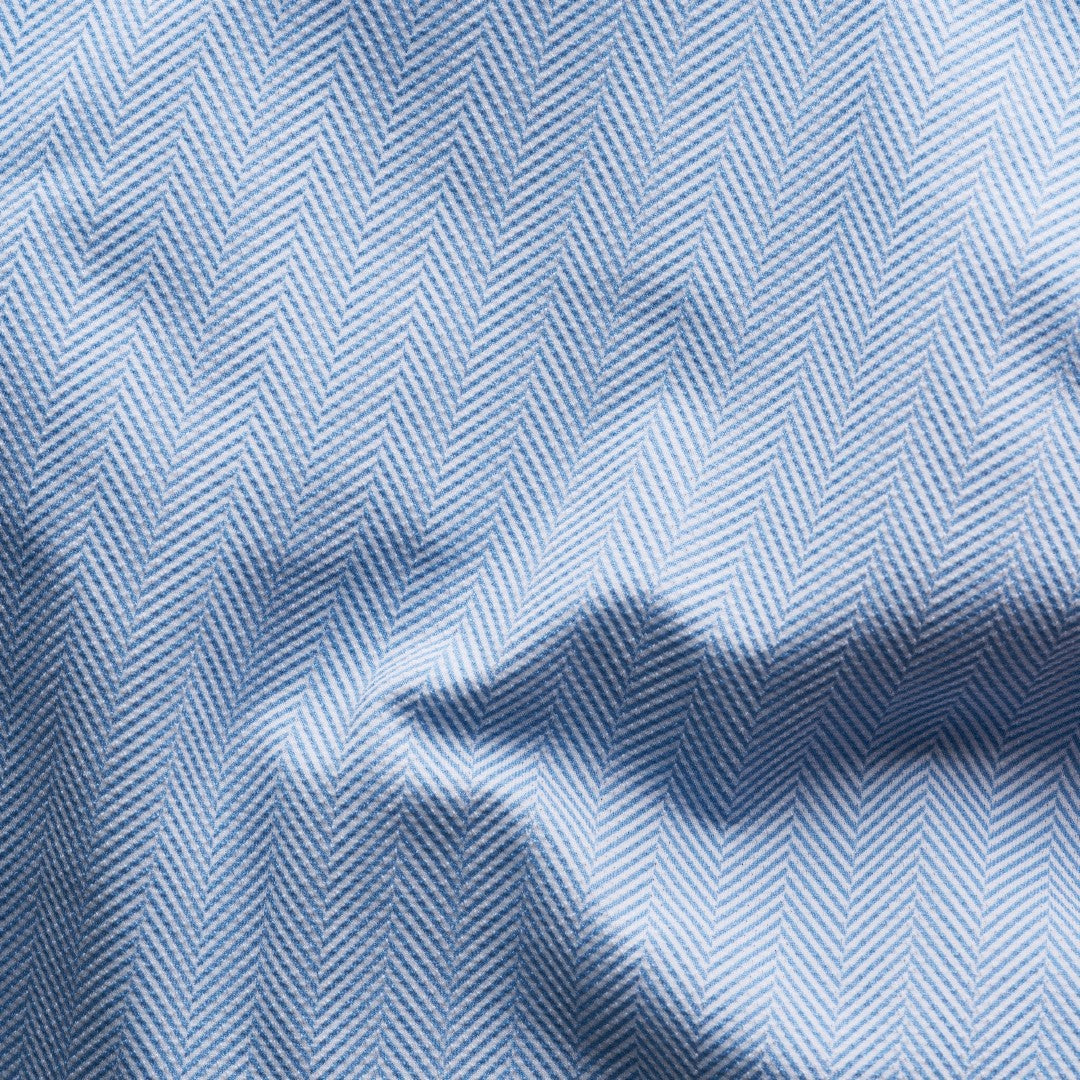 Eton Contemporary Fit Herringbone Shirt Light Blue-MALFORD OF LONDON SAVILE ROW MENSWEAR OUTLET