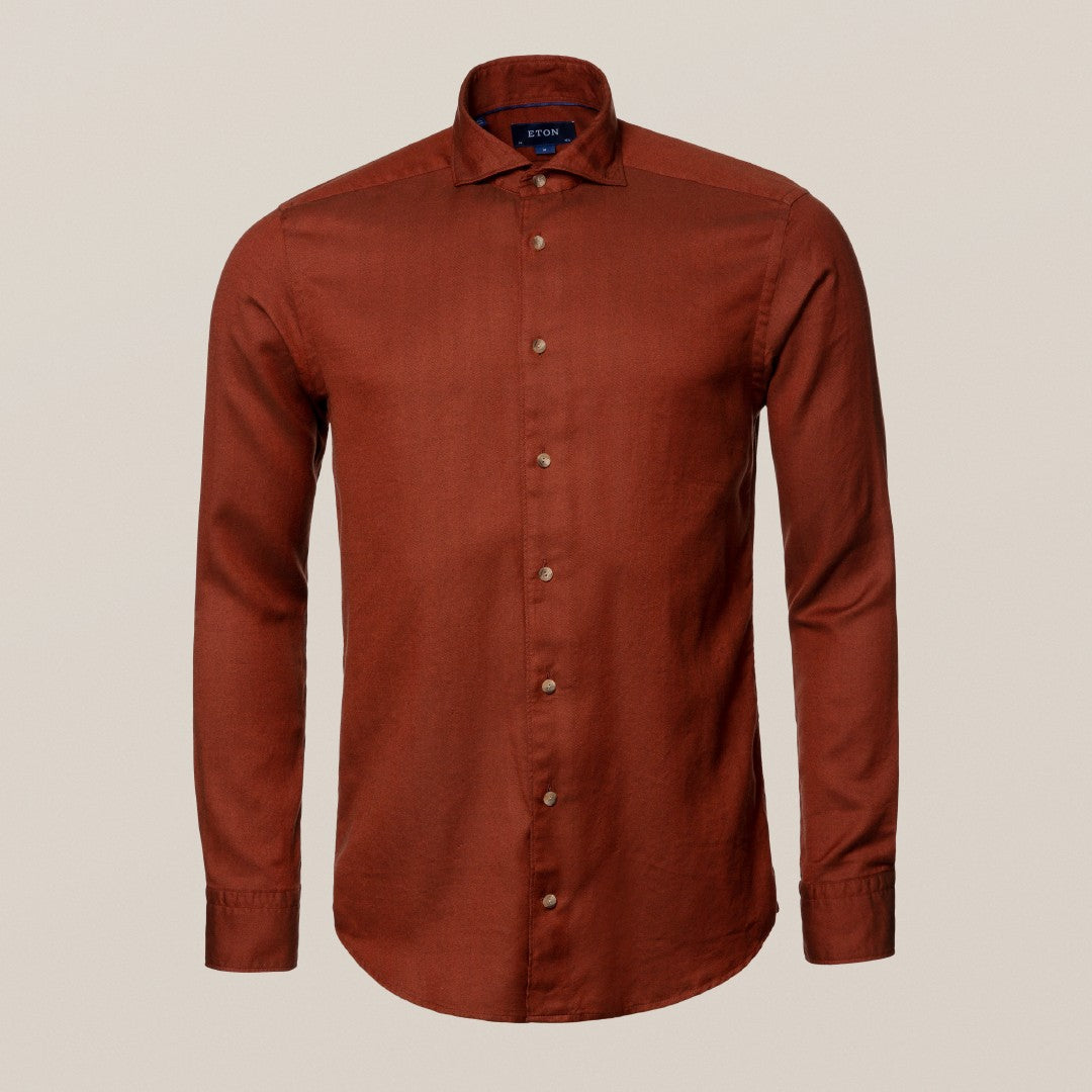 Eton Contemporary Fit Herringbone Shirt Orange