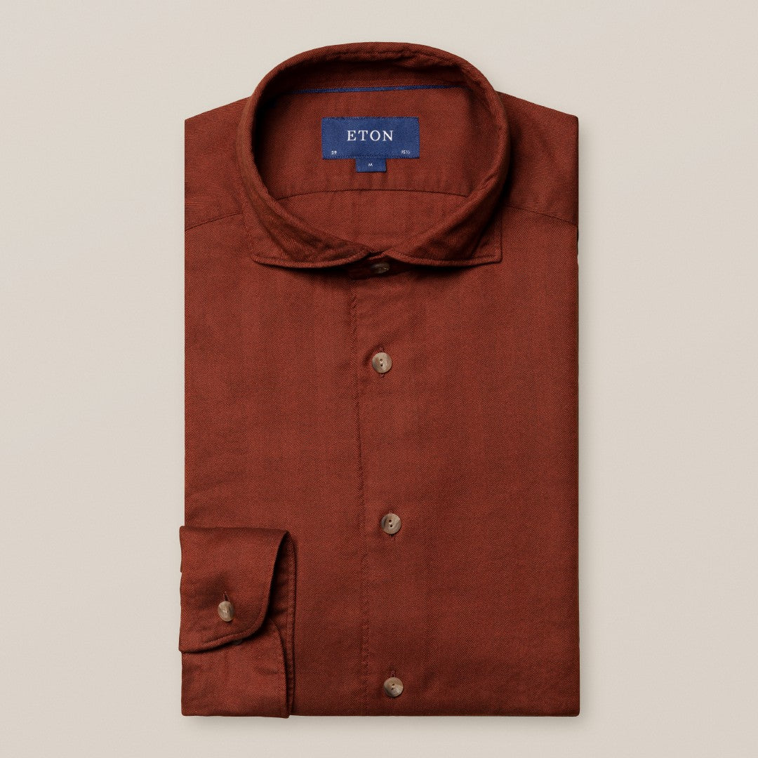 Eton Contemporary Fit Herringbone Shirt Orange