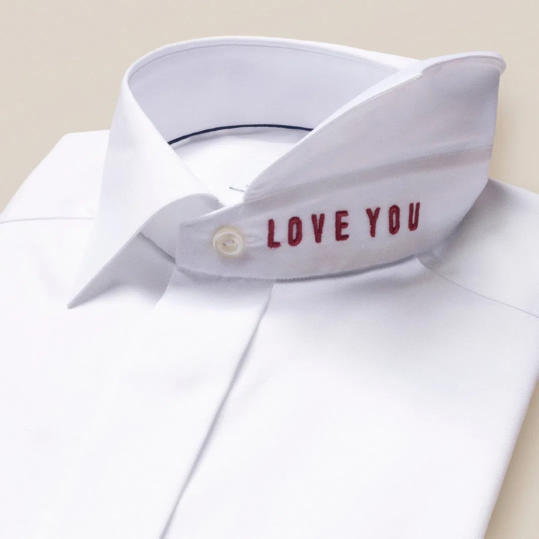 Eton Contemporary Fit I Love You Embroidered Shirt White-MALFORD OF LONDON SAVILE ROW MENSWEAR OUTLET