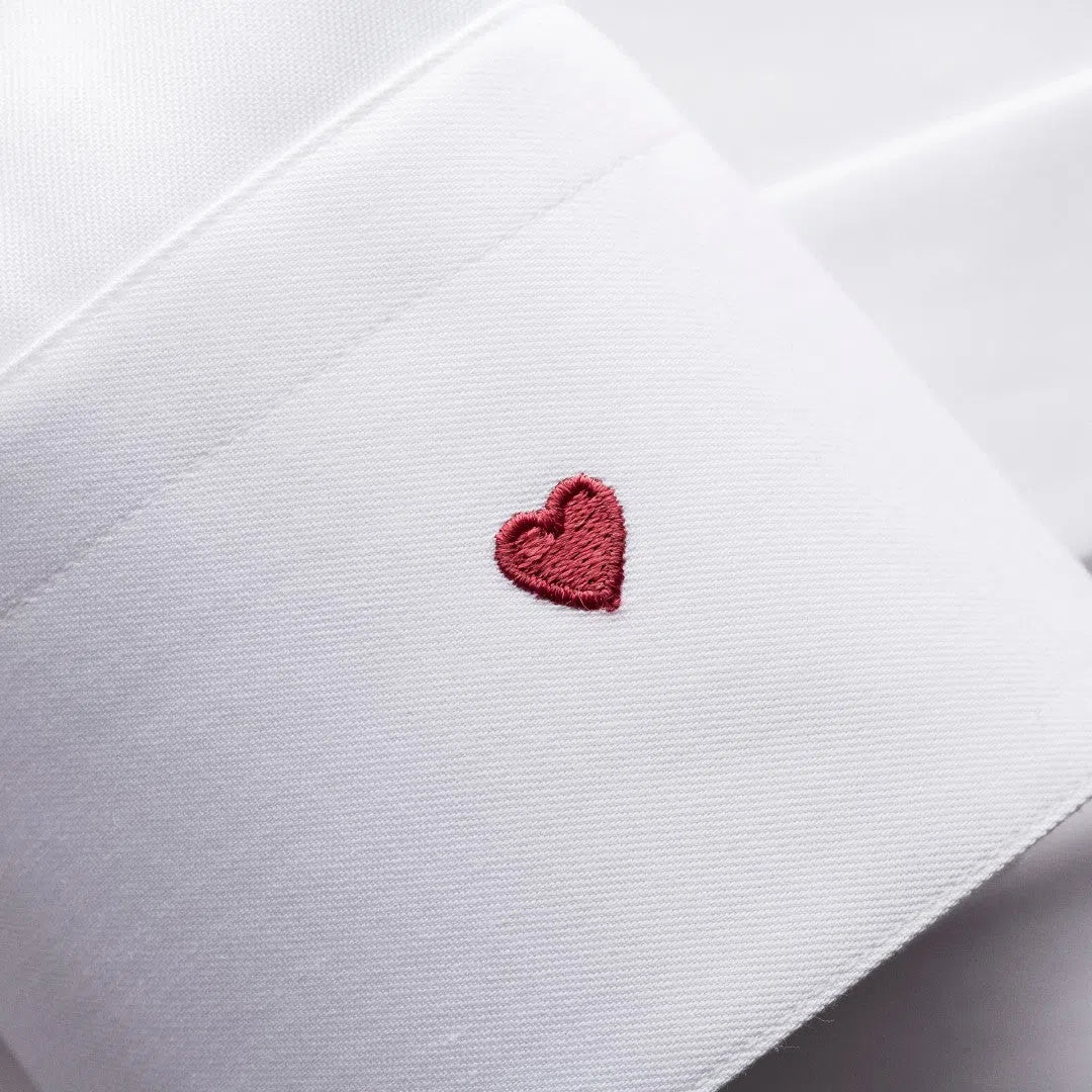 Eton Contemporary Fit I Love You Embroidered Shirt White-MALFORD OF LONDON SAVILE ROW MENSWEAR OUTLET