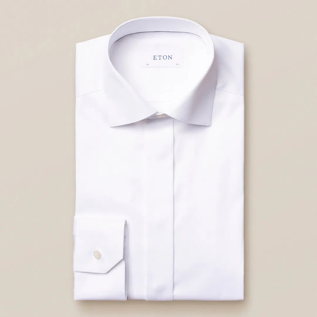 Eton Contemporary Fit I Love You Embroidered Shirt White-MALFORD OF LONDON SAVILE ROW MENSWEAR OUTLET