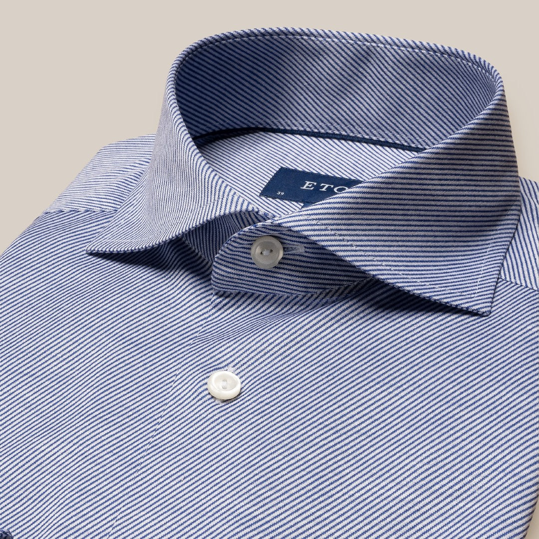 Eton Contemporary Fit Jagged Stripe Shirt Mid Blue-MALFORD OF LONDON SAVILE ROW MENSWEAR OUTLET