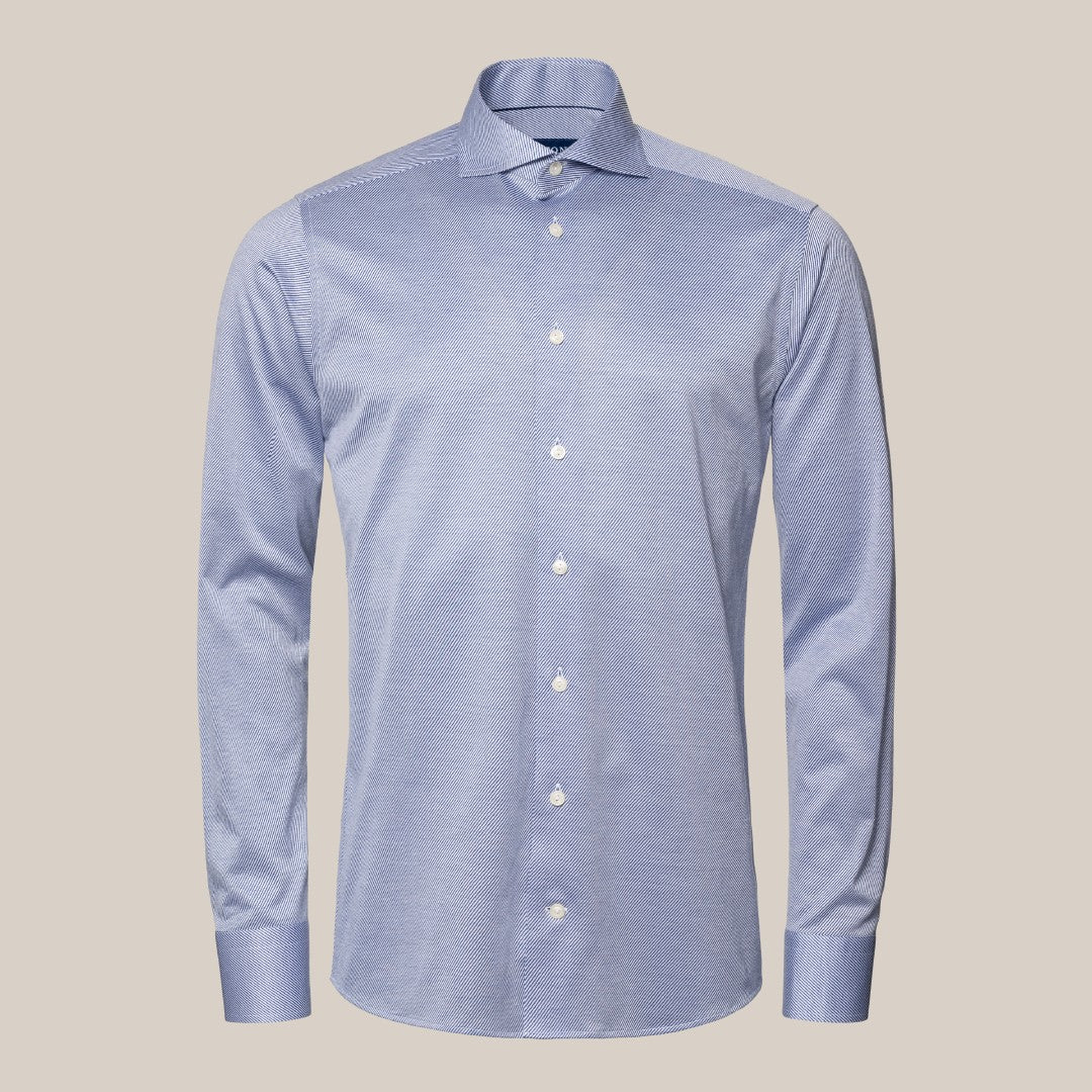 Eton Contemporary Fit Jagged Stripe Shirt Mid Blue-MALFORD OF LONDON SAVILE ROW MENSWEAR OUTLET