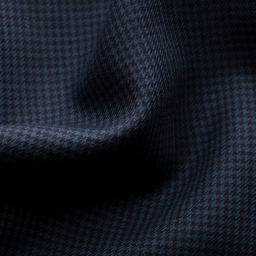 Eton Contemporary Fit Micro Houndstooth Merino Shirt Dark Blue