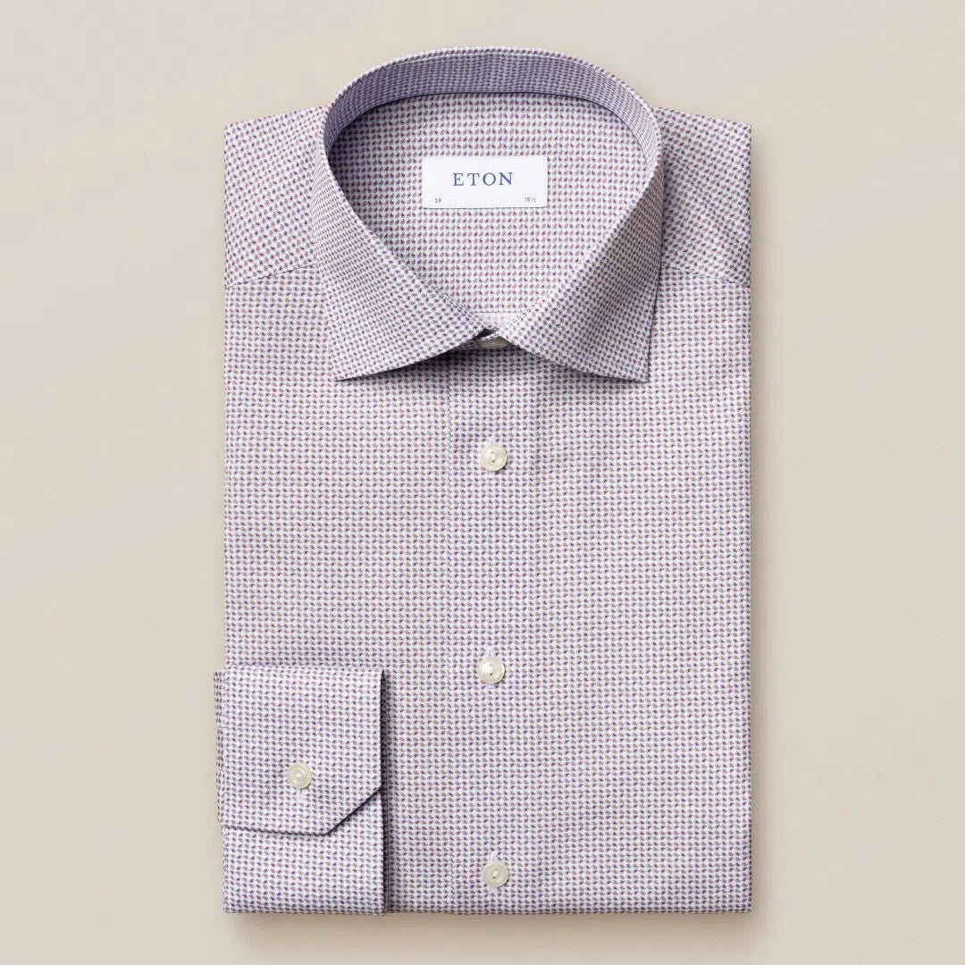 Eton Contemporary Fit Micro Paisley Shirt Mid Purple-MALFORD OF LONDON SAVILE ROW MENSWEAR OUTLET