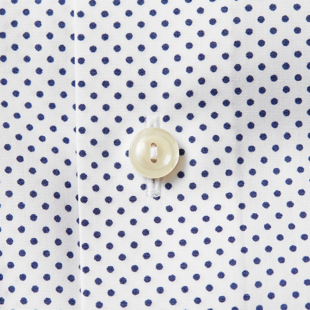 Eton Contemporary Fit Micro Polka Dot Shirt White/Navy-MALFORD OF LONDON SAVILE ROW MENSWEAR OUTLET