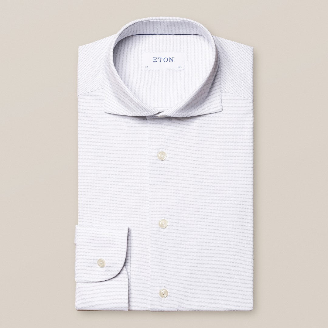 Eton Contemporary Fit Micro Stripe Shirt Light Grey-MALFORD OF LONDON SAVILE ROW MENSWEAR OUTLET