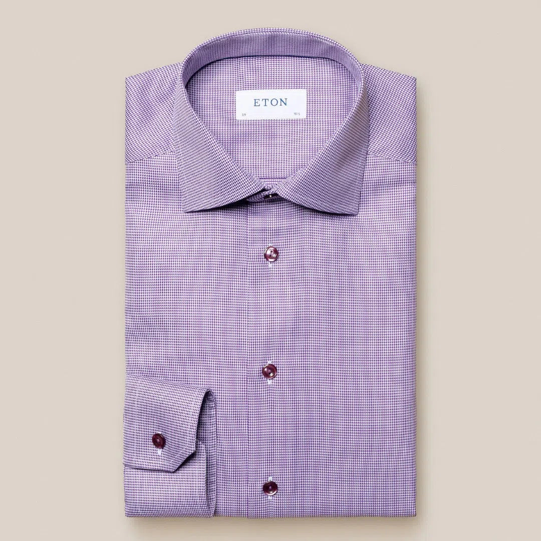 Eton Contemporary Fit Mini Chevron Shirt Mid Purple-MALFORD OF LONDON SAVILE ROW MENSWEAR OUTLET