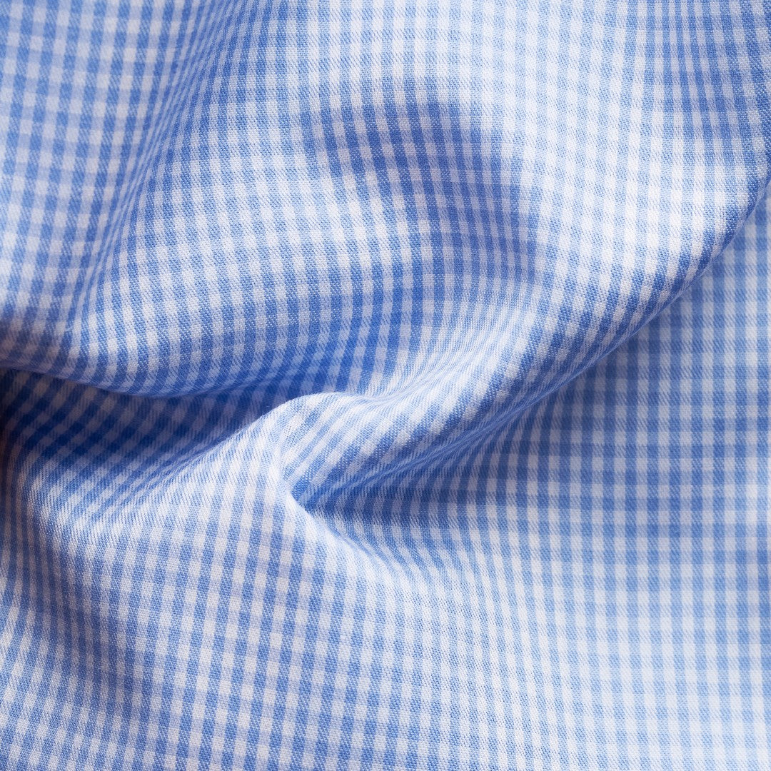 Eton Contemporary Fit Mini Gingham Shirt Light Blue-MALFORD OF LONDON SAVILE ROW MENSWEAR OUTLET