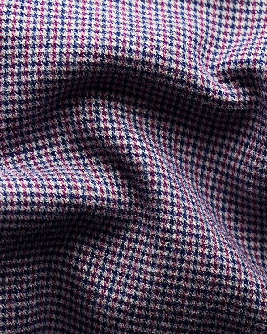 Eton Contemporary Fit Mini Houndstooth Shirt Dark Red/Blue-MALFORD OF LONDON SAVILE ROW MENSWEAR OUTLET