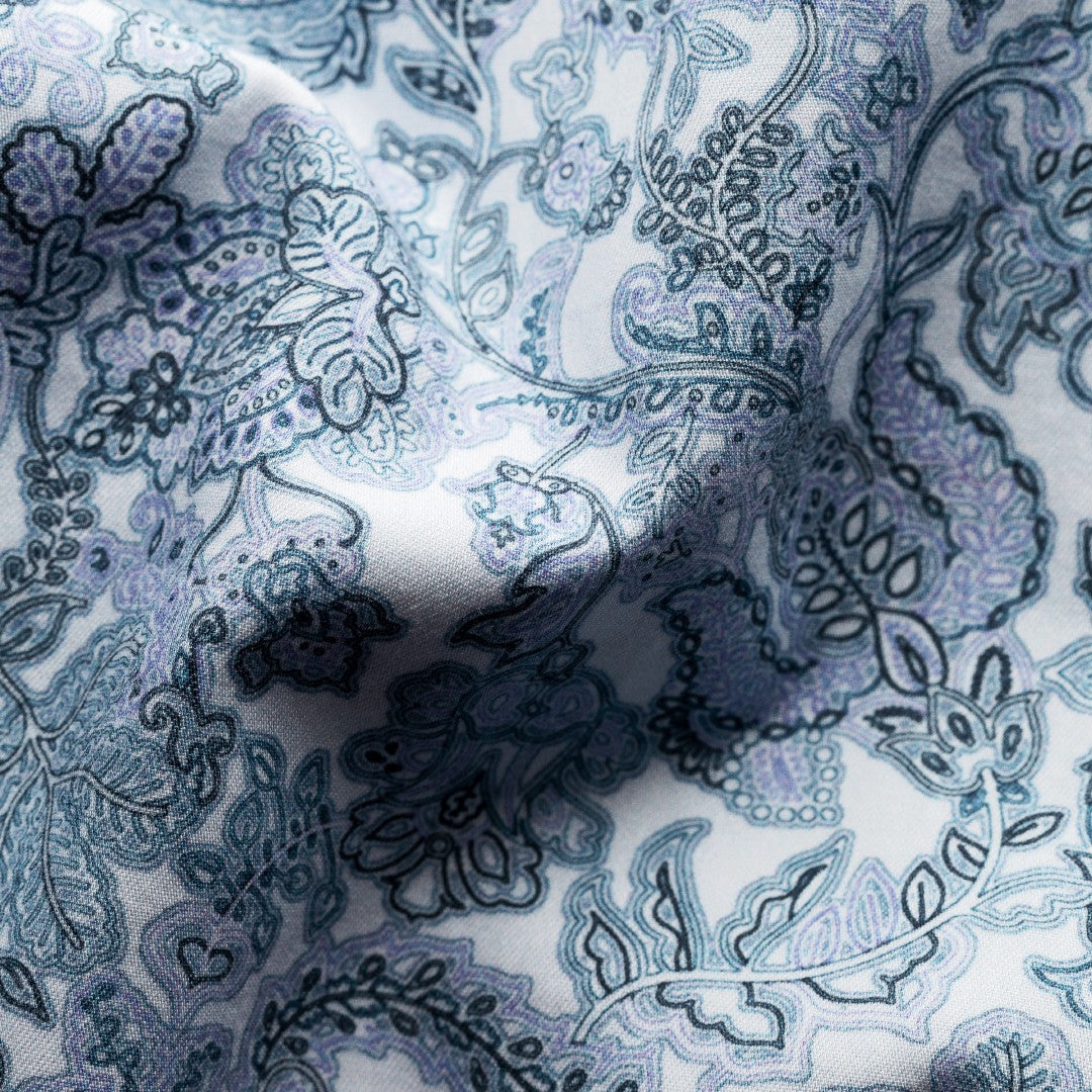 Eton Contemporary Fit Paisley Floral Shirt Mid Blue-MALFORD OF LONDON SAVILE ROW MENSWEAR OUTLET