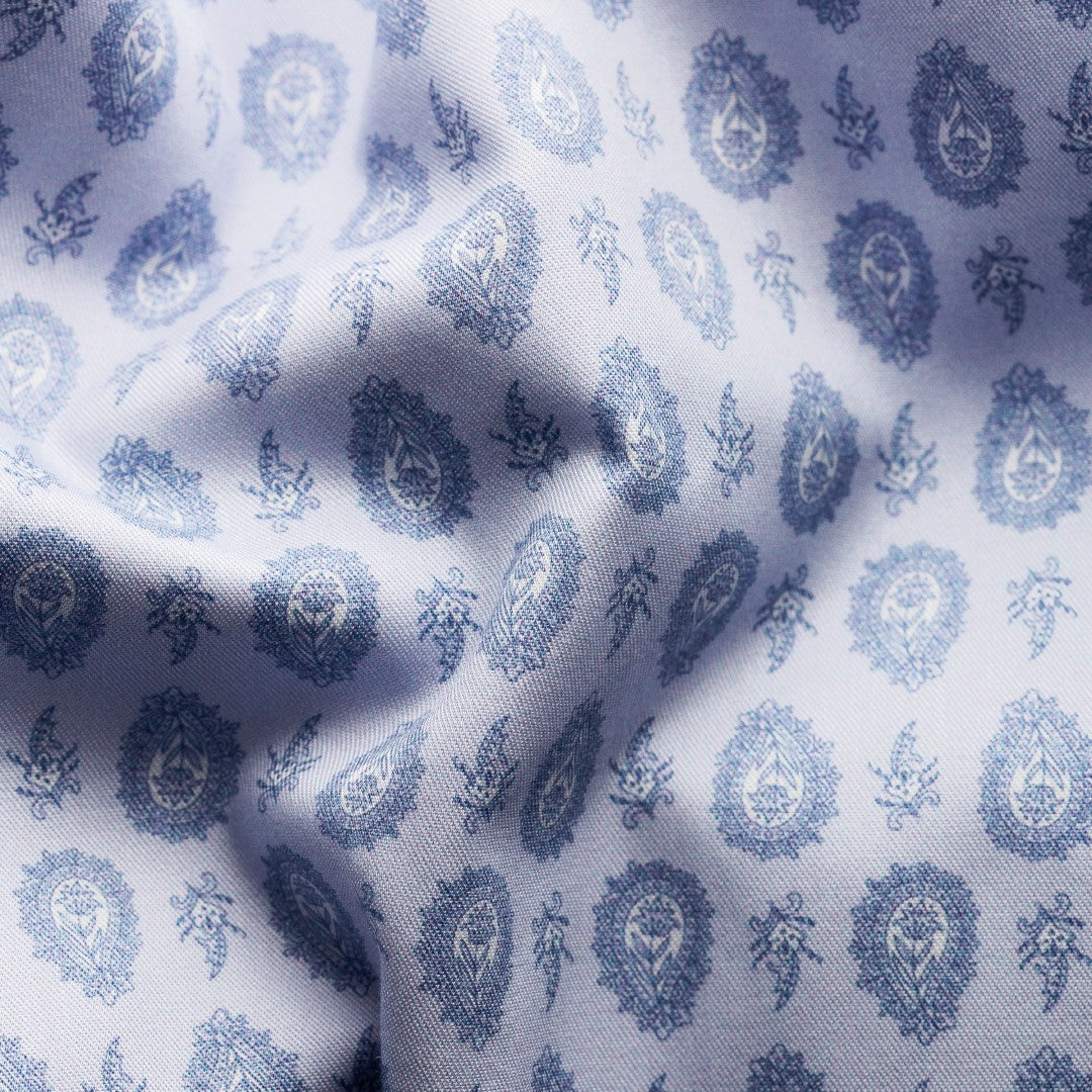 Eton Contemporary Fit Paisley Pattern Shirt Light Blue-MALFORD OF LONDON SAVILE ROW MENSWEAR OUTLET