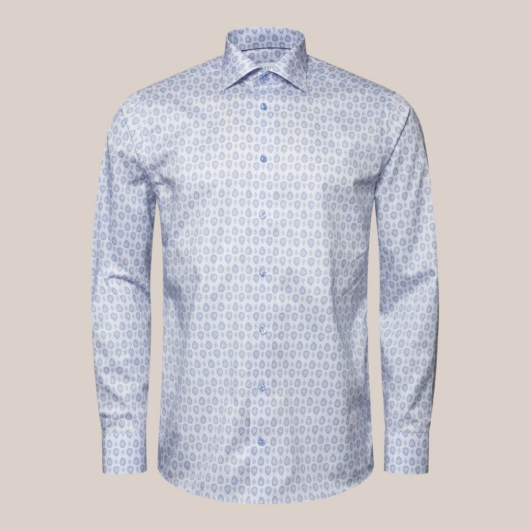 Eton Contemporary Fit Paisley Pattern Shirt Light Blue-MALFORD OF LONDON SAVILE ROW MENSWEAR OUTLET