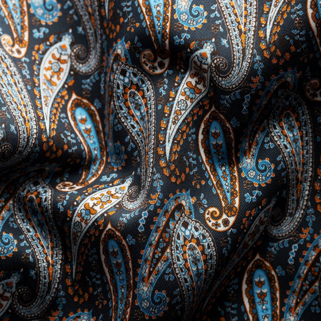 Eton Contemporary Fit Paisley Shirt Navy Blue-MALFORD OF LONDON SAVILE ROW MENSWEAR OUTLET