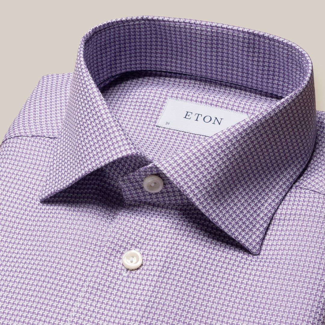 Eton Contemporary Fit Pattern Shirt Light Purple/Dark Purple-MALFORD OF LONDON SAVILE ROW MENSWEAR OUTLET