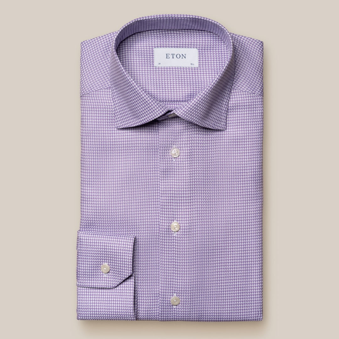 Eton Contemporary Fit Pattern Shirt Light Purple/Dark Purple-MALFORD OF LONDON SAVILE ROW MENSWEAR OUTLET