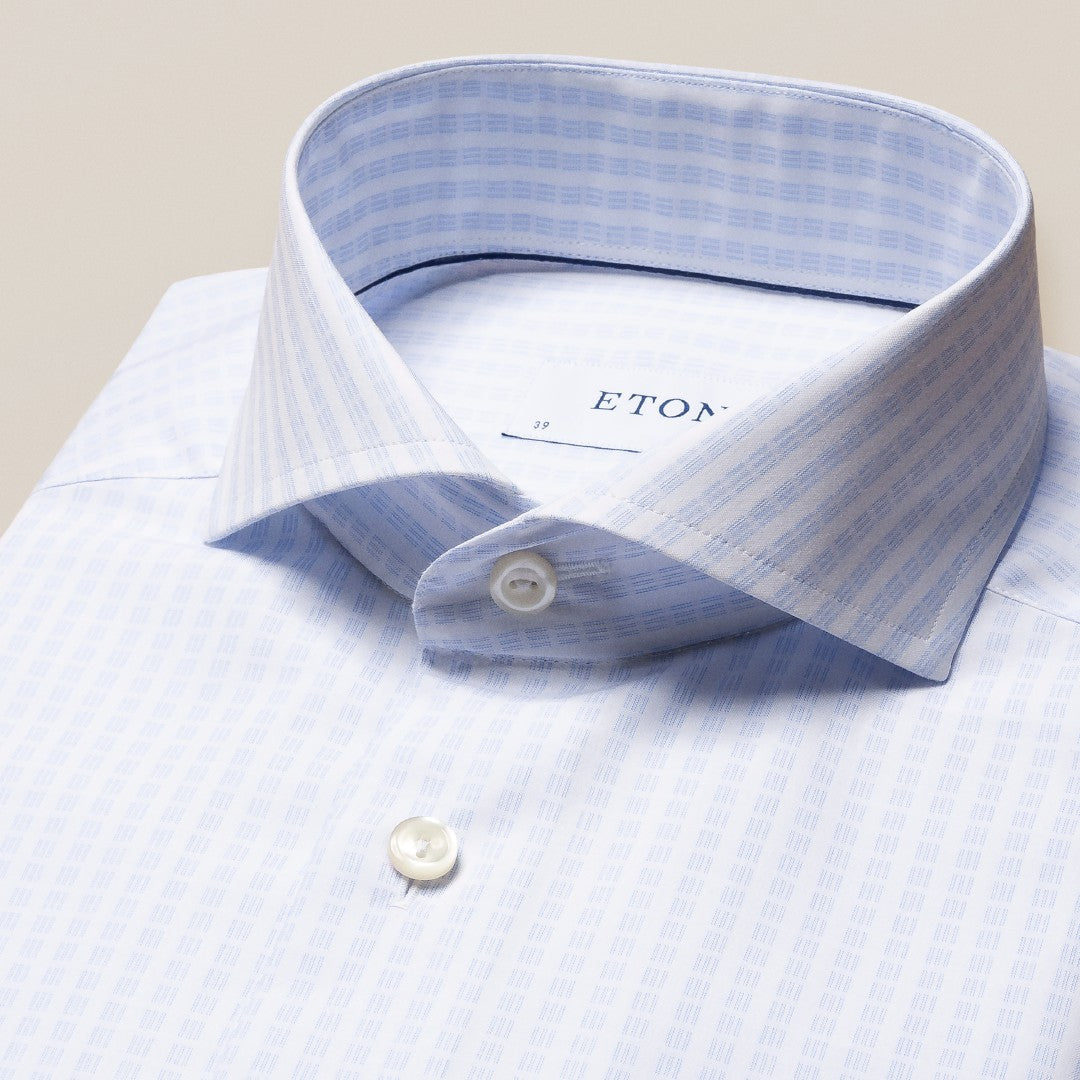 Eton Contemporary Fit Pin Check Shirt Light Blue-MALFORD OF LONDON SAVILE ROW MENSWEAR OUTLET