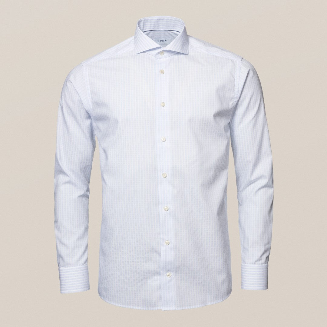 Eton Contemporary Fit Pin Check Shirt Light Blue-MALFORD OF LONDON SAVILE ROW MENSWEAR OUTLET