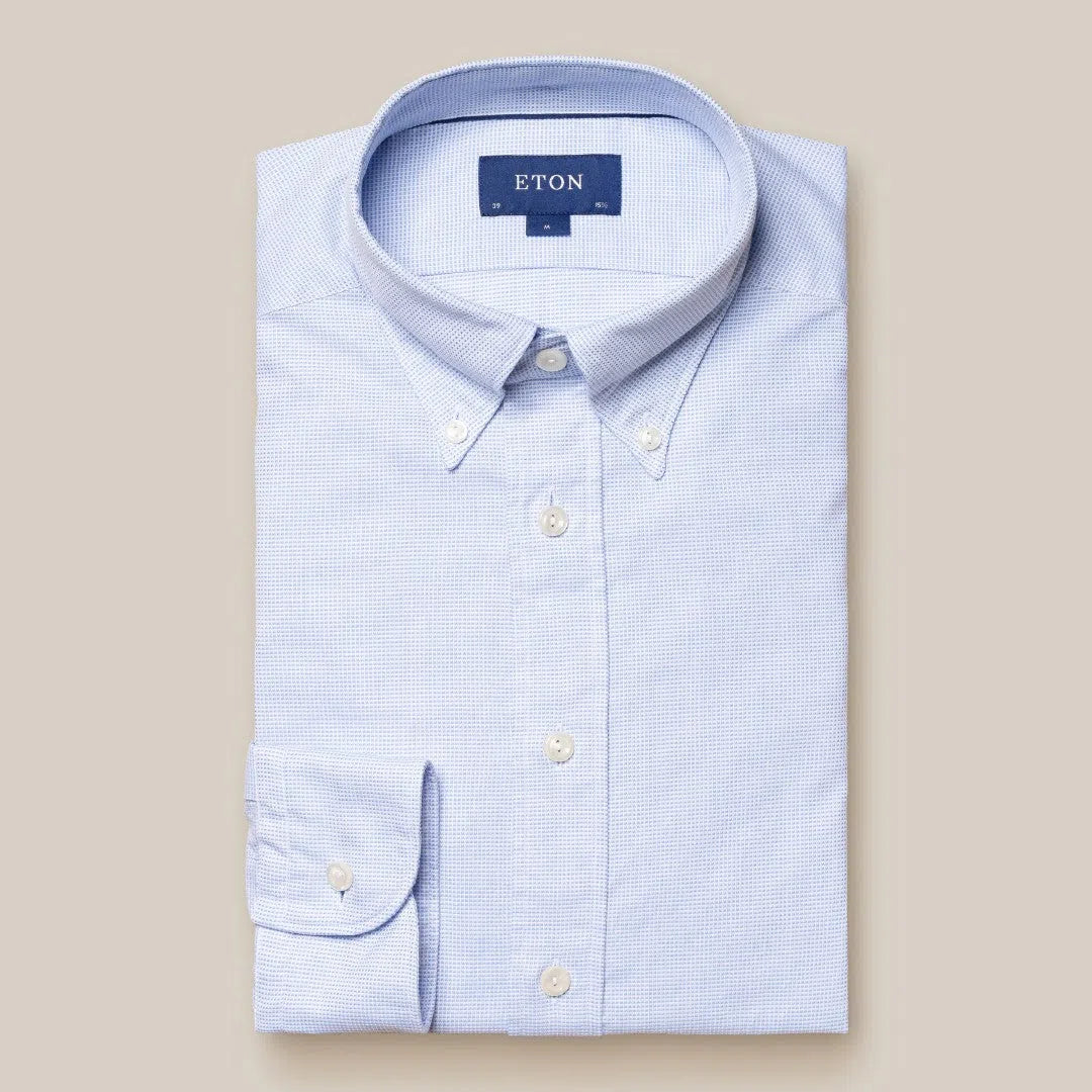 Eton Contemporary Fit Pin Check Shirt Light Blue-MALFORD OF LONDON SAVILE ROW MENSWEAR OUTLET