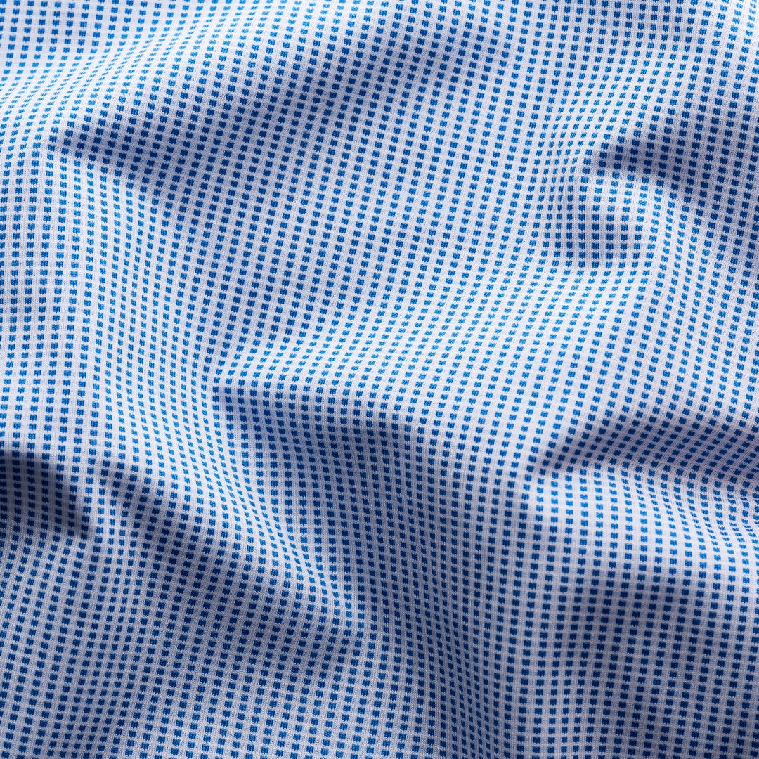 Eton Contemporary Fit Pin Check Shirt Mid Blue/White-MALFORD OF LONDON SAVILE ROW MENSWEAR OUTLET