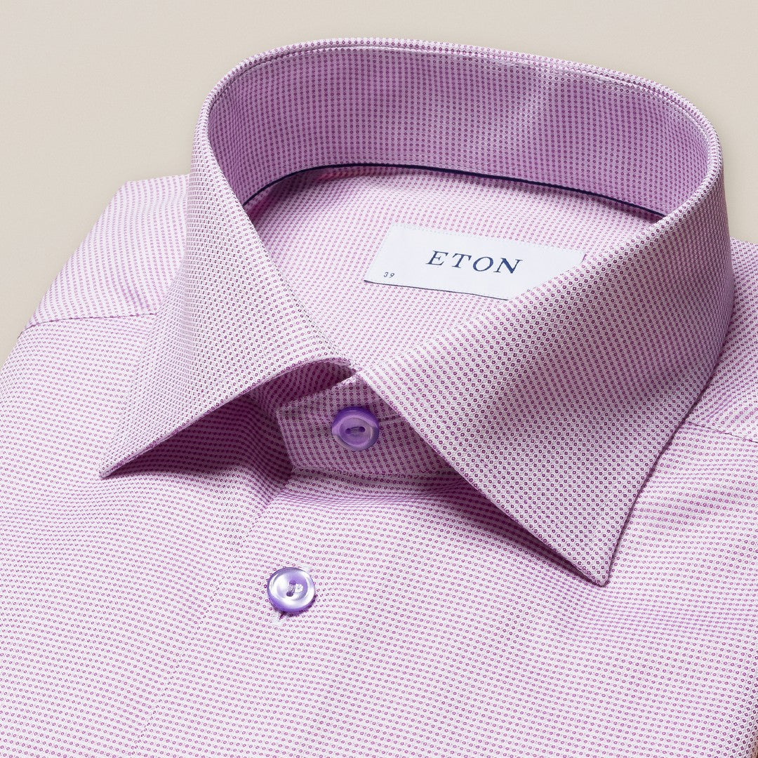 Eton Contemporary Fit Pin Check Shirt Mid Purple-MALFORD OF LONDON SAVILE ROW MENSWEAR OUTLET