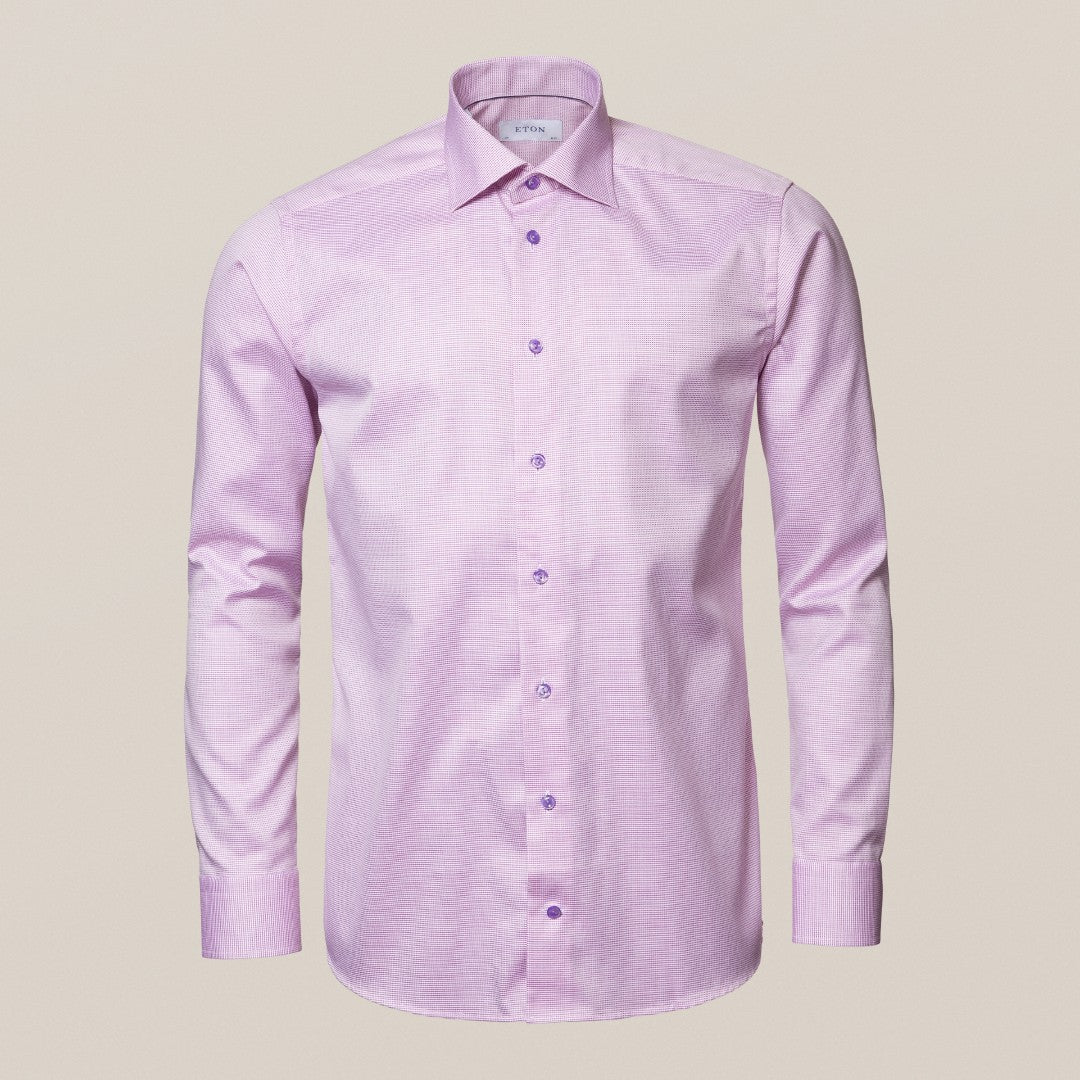 Eton Contemporary Fit Pin Check Shirt Mid Purple-MALFORD OF LONDON SAVILE ROW MENSWEAR OUTLET